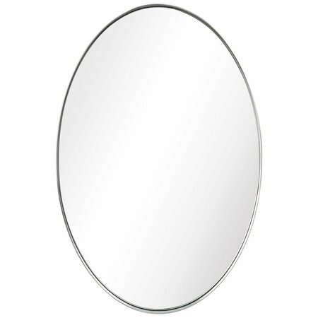 EMPIRE ART DIRECT Ultra Brushed Silver Stainless Steel Oval Wall Mirror PSM-50705-2436O